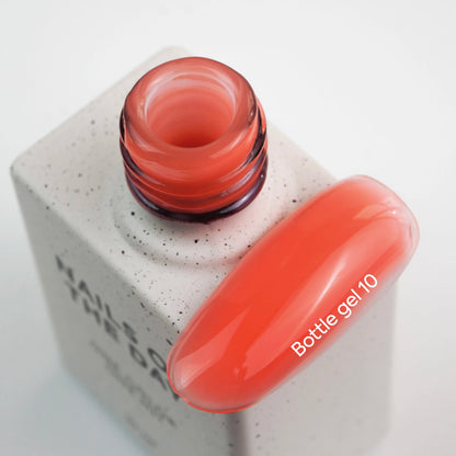 NAILSOFTHEDAY Bottle gel 10 – ультрапрочный самовыравнивающийся кораллово-красный гель для укрепления ногтей, 10 мл