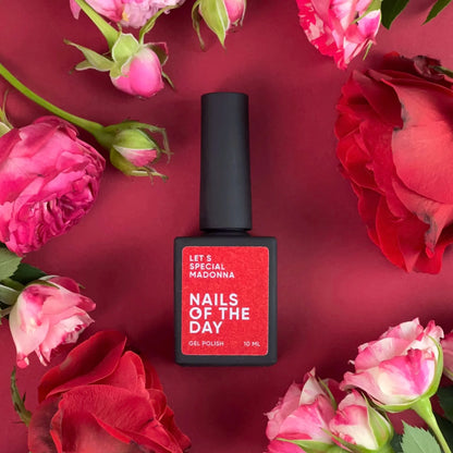 NAILSOFTHEDAY Let's special Madonna - roter Glitter Gellack für Nägel, der in einer Schicht deckt, 10ml