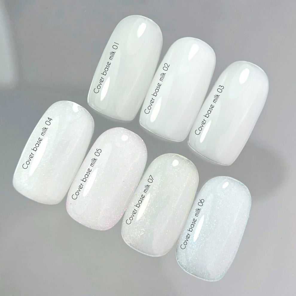 Nailsoftheday Cover base NEW Formula milk 07 - молочное, полупрозрачное с золотым шиммером камуфлирующее базовое покрытие для ногтей, 10мл