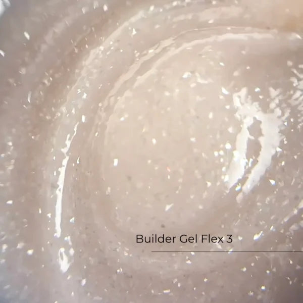 Crystal Professional Builder Gel Flex Collection №3 15 мл – нюдовый билдер гель с мелкой серебряной поталью