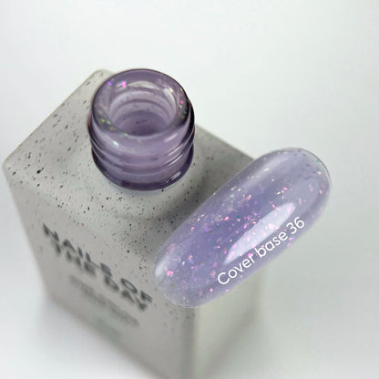 NAILSOFTHEDAY Cover Base 36 Potal — нежно-сиреневая база с голографической поталью, 10 мл
