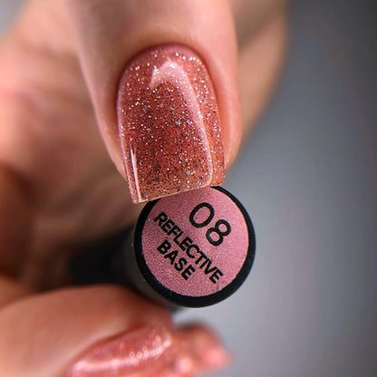 NAILSOFTHENIGHT Reflective base 08 - Camouflage Reflektierende Base mit Schimmer (Pfirsich), 10ml