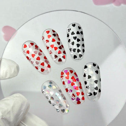 NAILSOFTHEDAY Kupidon Top 04 – нежное финишное покрытие с голографическими сердечками, без липкого слоя, 10мл