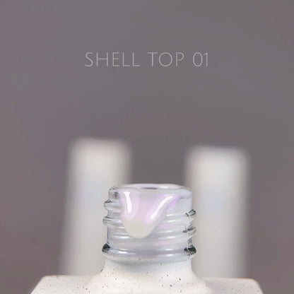 NAILSOFTHENIGHT Shell Top 01 – Perlmutt-Top mit lila Einreibe-Effekt ohne Schwitzschicht, 10ml