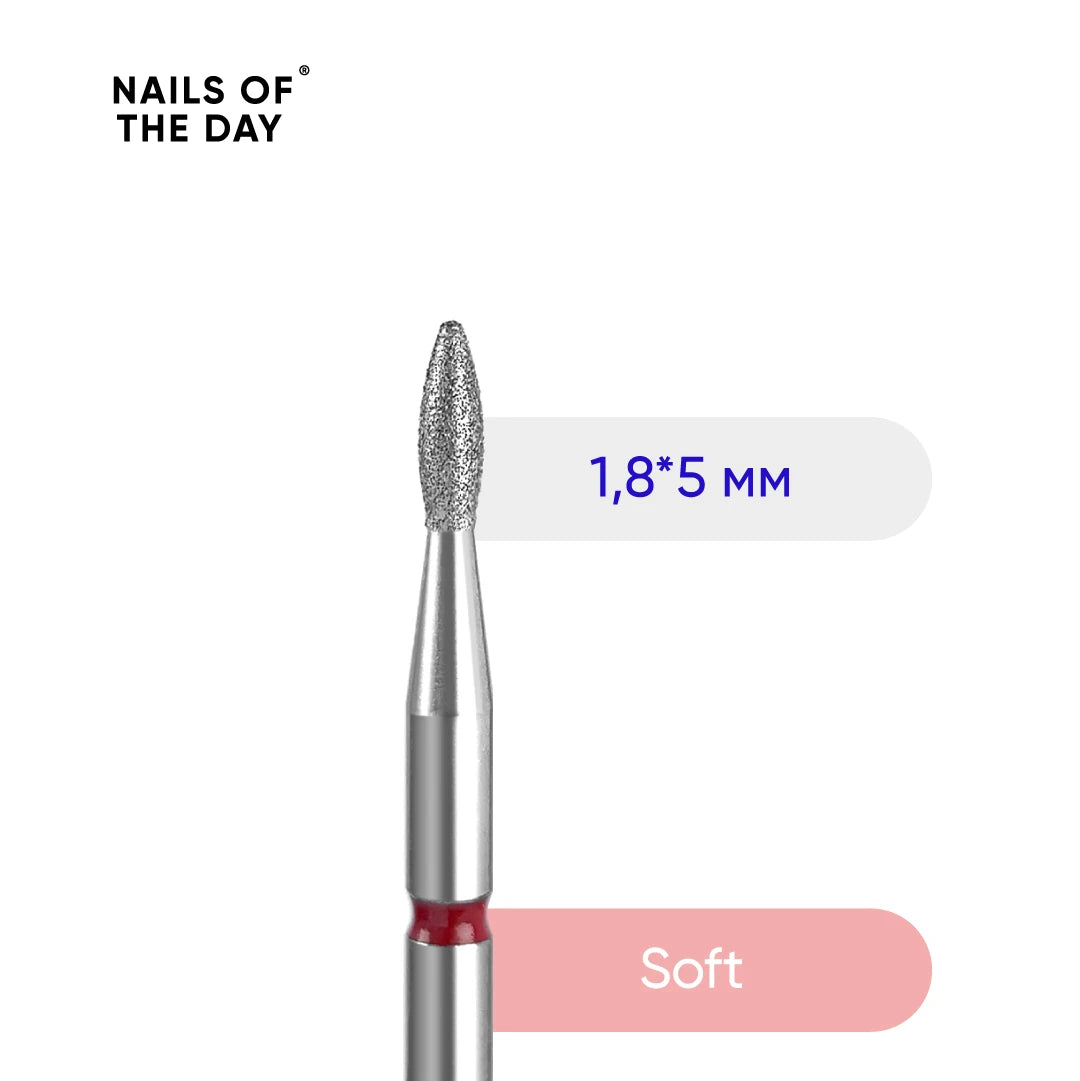 NAILSOFTHEDAY Diamantfräser “Tropfen”, Rot – 1,8×5 mm