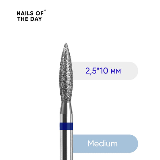 NAILSOFTHEDAY Diamantfräser „Flamme“ Blau 2,5×10 mm -  tropfenförmiger Aufsatz für Maniküre und Pediküre