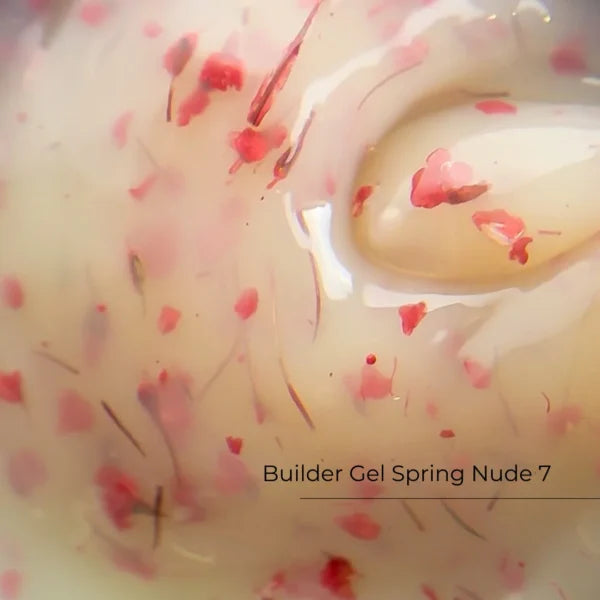 Crystal Professional Builder Gel Spring Nude №7 15 мл — полупрозрачный ванильный моделирующий гель с сухоцветами