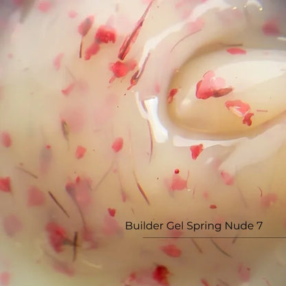 Crystal Professional Builder Gel Spring Nude №7 15 мл — полупрозрачный ванильный моделирующий гель с сухоцветами