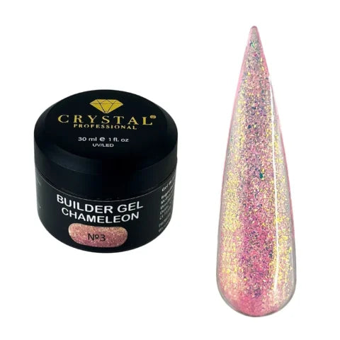 Crystal Professional Builder Gel Chameleon №3 15 ml – halbtransparentes Rot mit mehrfarbigem Chameleon-Schimmer