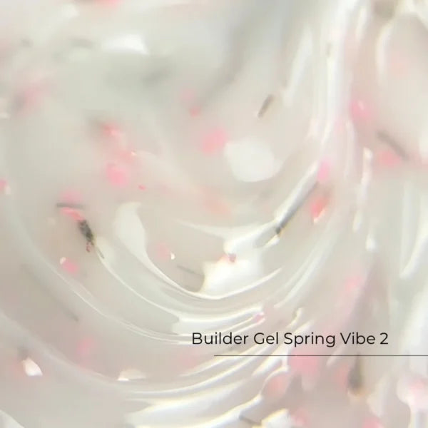 Crystal Professional Builder Gel Spring Vibe №2 15 ml – Milchiges Aufbaugel mit rosa Trockenblumen