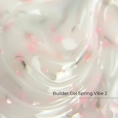Crystal Professional Builder Gel Spring Vibe №2 15 ml – Milchiges Aufbaugel mit rosa Trockenblumen