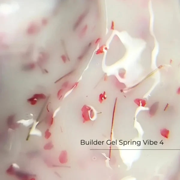 Crystal Professional Builder Gel Spring Vibe №4 15 ml – Milchiges Aufbaugel mit roten Trockenblumen