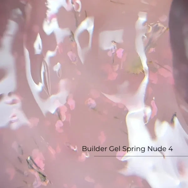 Crystal Professional Builder Gel Spring Nude №4 15 мл — полупрозрачный пыльно-розовый моделирующий гель с сухоцветами