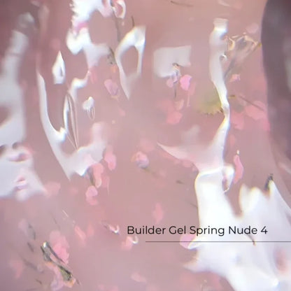 Crystal Professional Builder Gel Spring Nude №4 15 мл — полупрозрачный пыльно-розовый моделирующий гель с сухоцветами