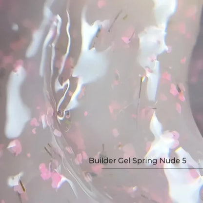 Crystal Professional Builder Gel Spring Nude №5 15 мл — полупрозрачный кремовый моделирующий гель с сухоцветами