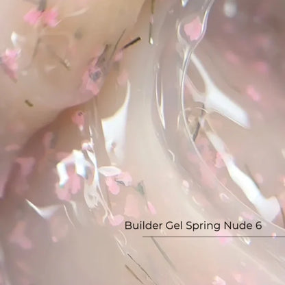 Crystal Professional Builder Gel Spring Nude №6 15 мл — полупрозрачный светло-бежевый моделирующий гель с сухоцветами