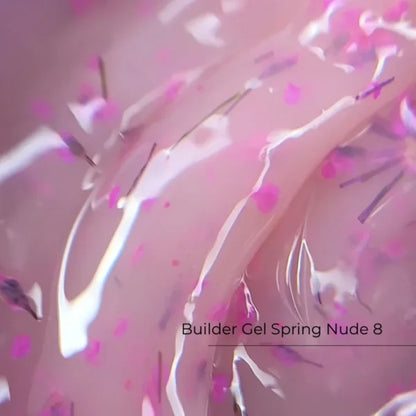 Crystal Professional Builder Gel Spring Nude №8 15 мл — полупрозрачный фуксия моделирующий гель с сухоцветами