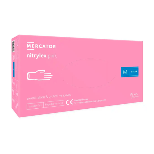 Einmalhandschuhe Nitril rosé, puderfrei Box 100 Stück Größe S-L