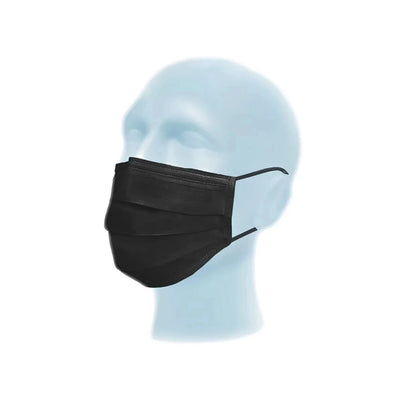 Protec black medizinischer 3‑lagiger OP‑Mundschutz Typ II (50 Stück) – ideal für Nagelstudios