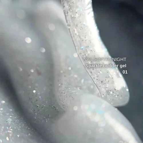 NAILSOFTHENIGHT Sparkle Builder Gel 01 - серебряный светоотражающий строительный гель, 15мл