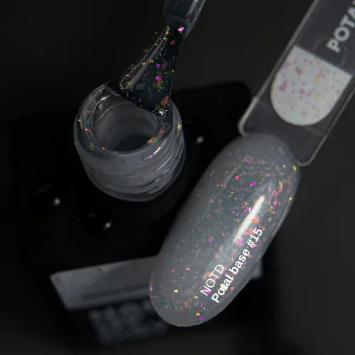 NAILSOFTHEDAY Potal Base 15 - нежно-молочная база с голографик стильной поталью, 10мл