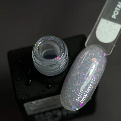 NAILSOFTHEDAY Potal Base 17 - нежно-молочная база с голографик стильной поталью, 10мл