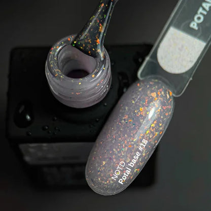 NAILSOFTHEDAY Potal Base 18 - нежно-молочная база с голографик стильной поталью, 10мл