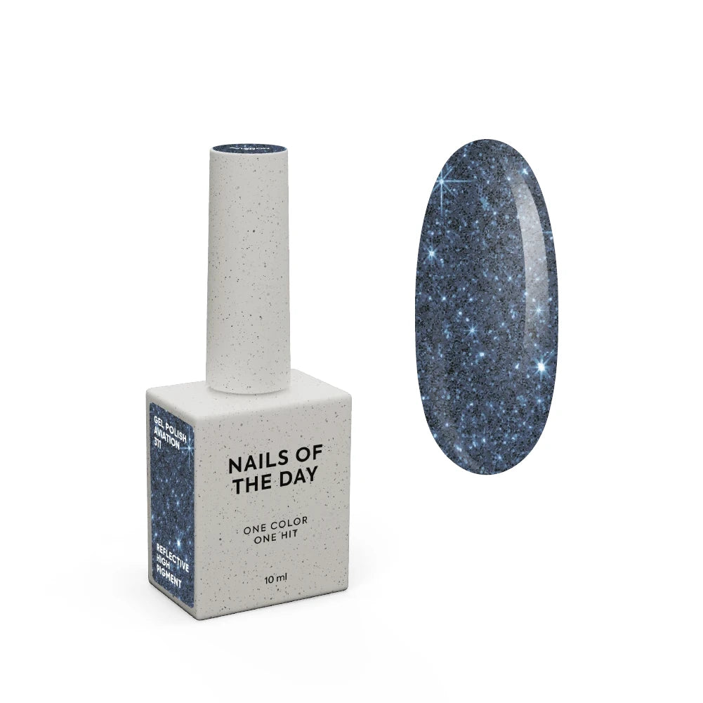 NAILSOFTHEDAY Gel Polish Aviation 10 ml – Blau-Grauer Lichtreflektierender Gellack für Nägel