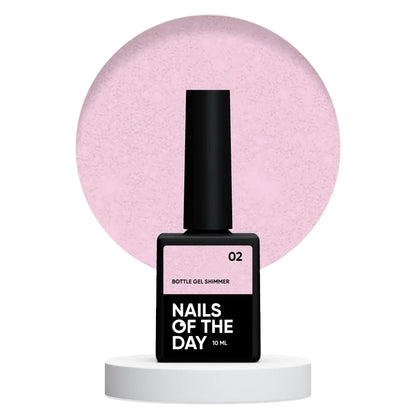 NAILSOFTHEDAY Bottle gel shimmer 02 - сверхпрочный молочно-розовый гель с серебряным шиммером, 10мл