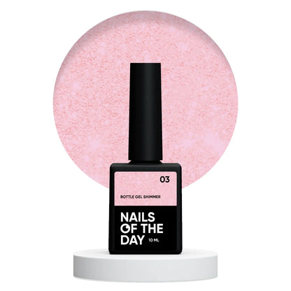 NAILSOFTHEDAY Bottle gel shimmer 03 - сверхпрочный нежно-розовый гель с красным шиммером, 10мл