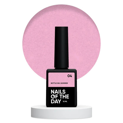 NAILSOFTHEDAY Bottle gel shimmer 04 - сверхпрочный розовый гель с серебряным шиммером, 10мл