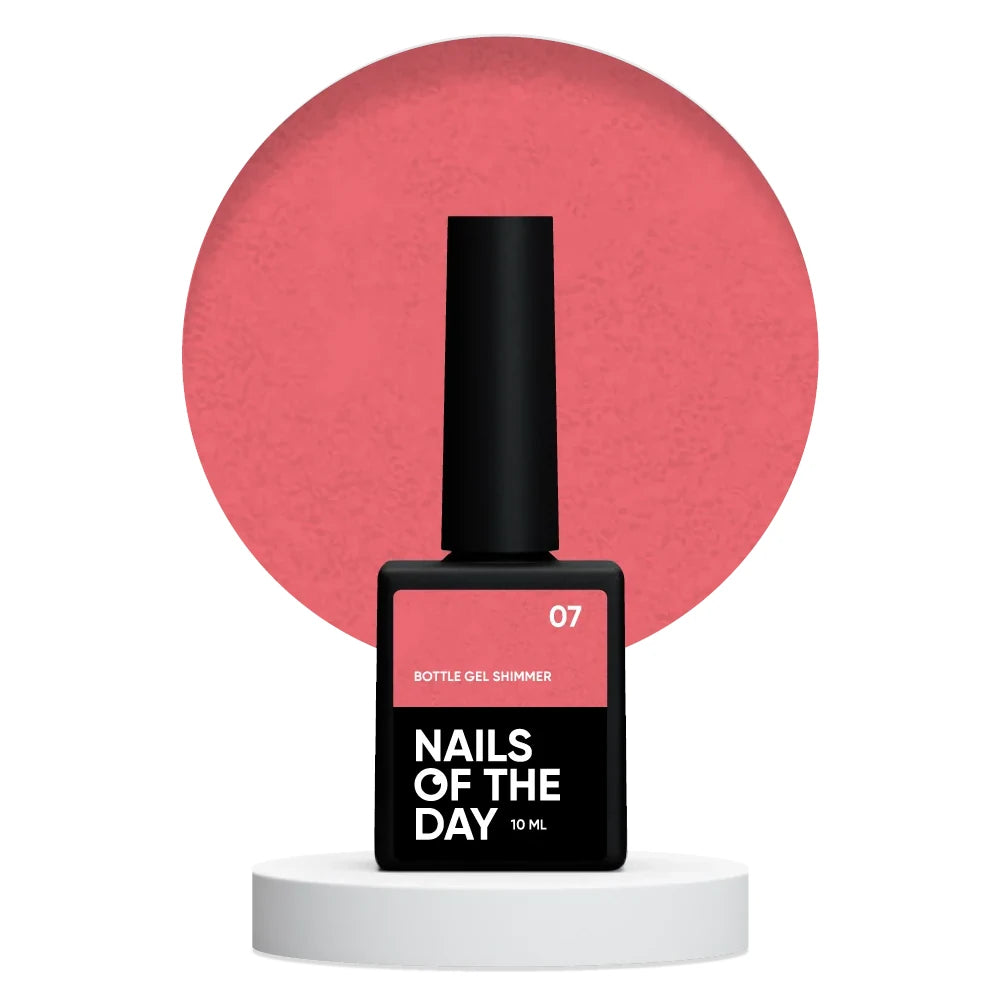 NAILSOFTHEDAY Bottle gel shimmer 07 – ultrastarker korallfarbener Gel mit silbernem Schimmer für Nagelverstärkung, 10 ml