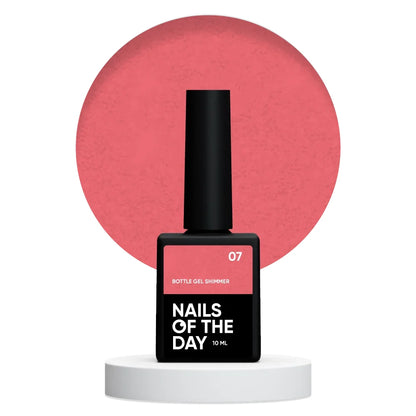 NAILSOFTHEDAY Bottle gel shimmer 07 – ultrastarker korallfarbener Gel mit silbernem Schimmer für Nagelverstärkung, 10 ml