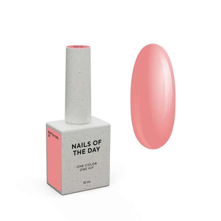 NAILSOFTHEDAY Bottle gel 07 – ultrastarker selbstnivellierender nude-roter Gel für Nagelverstärkung, 10 ml