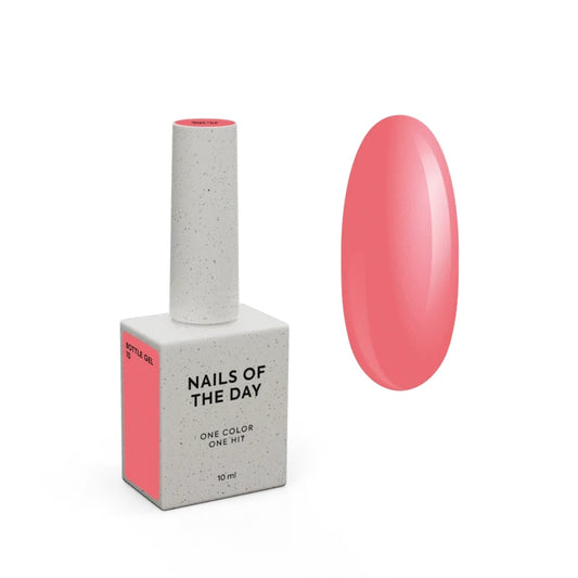 NAILSOFTHEDAY Bottle gel 10 – ultrastarker selbstnivellierender korallrot­er Gel für Nagelverstärkung, 10 ml