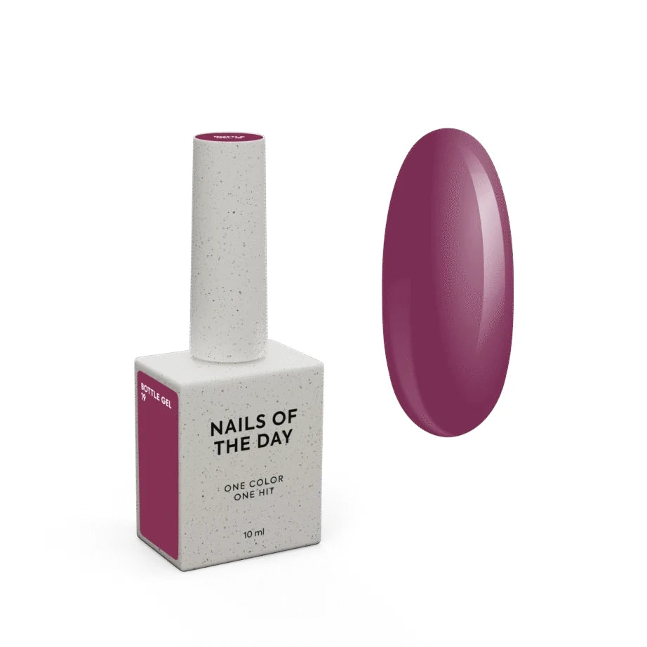 NAILSOFTHEDAY Bottle gel 19 – ultrastarker selbstnivellierender burgunderfarbener Gel für Nagelverstärkung, 10 ml