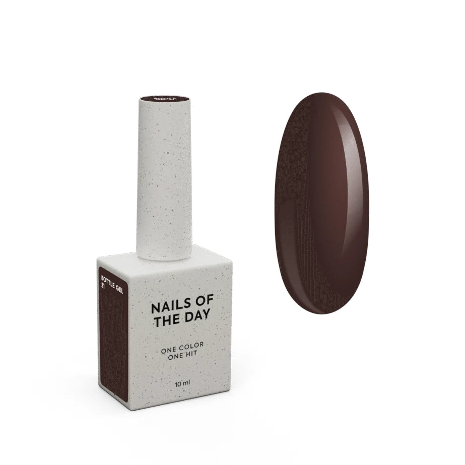 NAILSOFTHEDAY Bottle gel 21 – ultrastarker selbstnivellierender brauner Gel für Nagelverstärkung, 10 ml