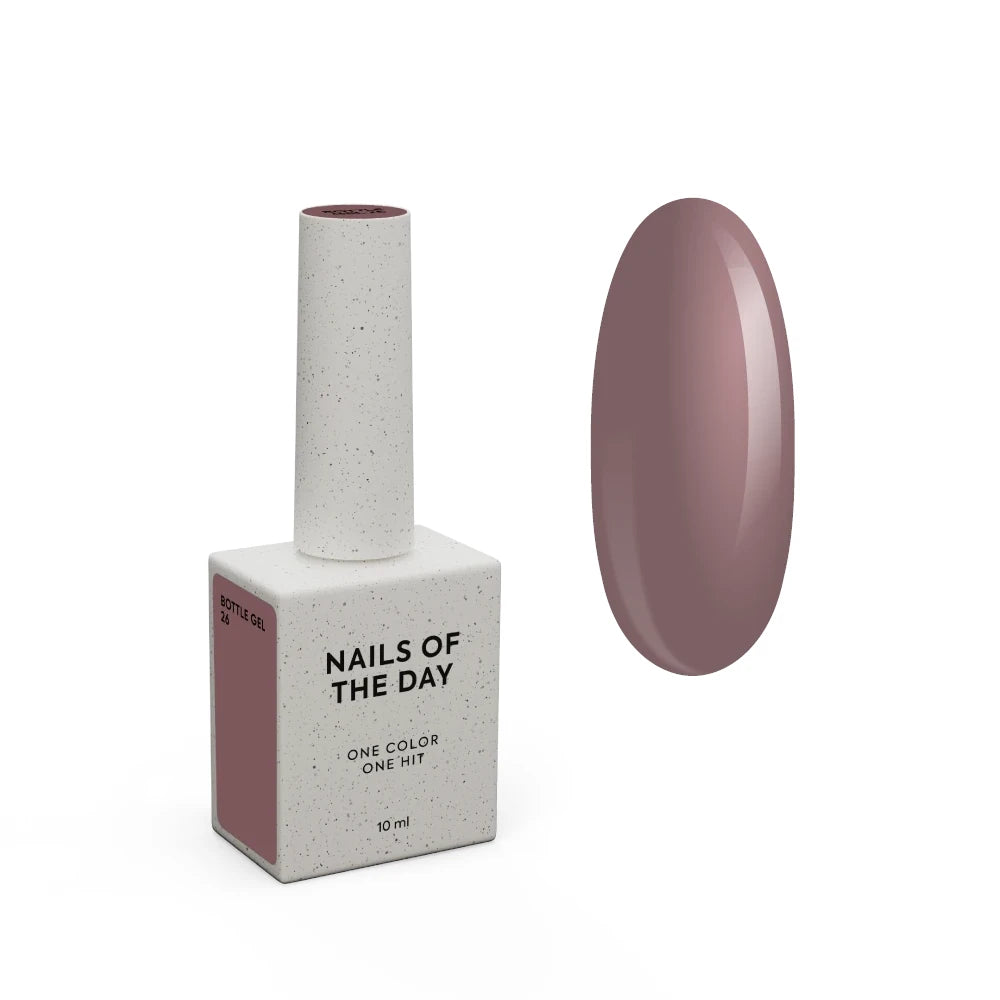 NAILSOFTHEDAY Bottle gel 26 – ultrastarker selbstnivellierender warmbeiger Gel für Nagelverstärkung, 10 ml