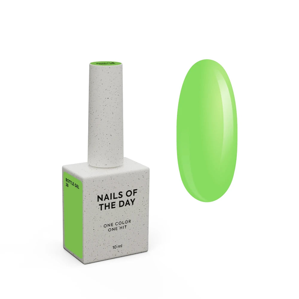 NAILSOFTHEDAY Bottle gel 28 – ultrastarker selbstnivellierender neon-grüner Gel für Nagelverstärkung, 10 ml