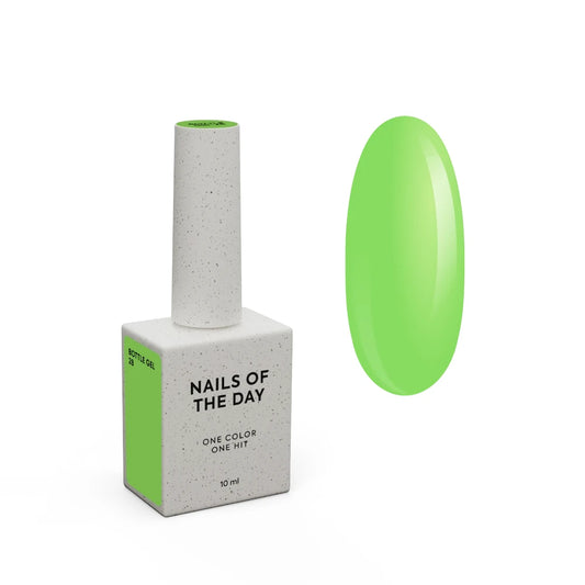 NAILSOFTHEDAY Bottle gel 28 – ultrastarker selbstnivellierender neon-grüner Gel für Nagelverstärkung, 10 ml