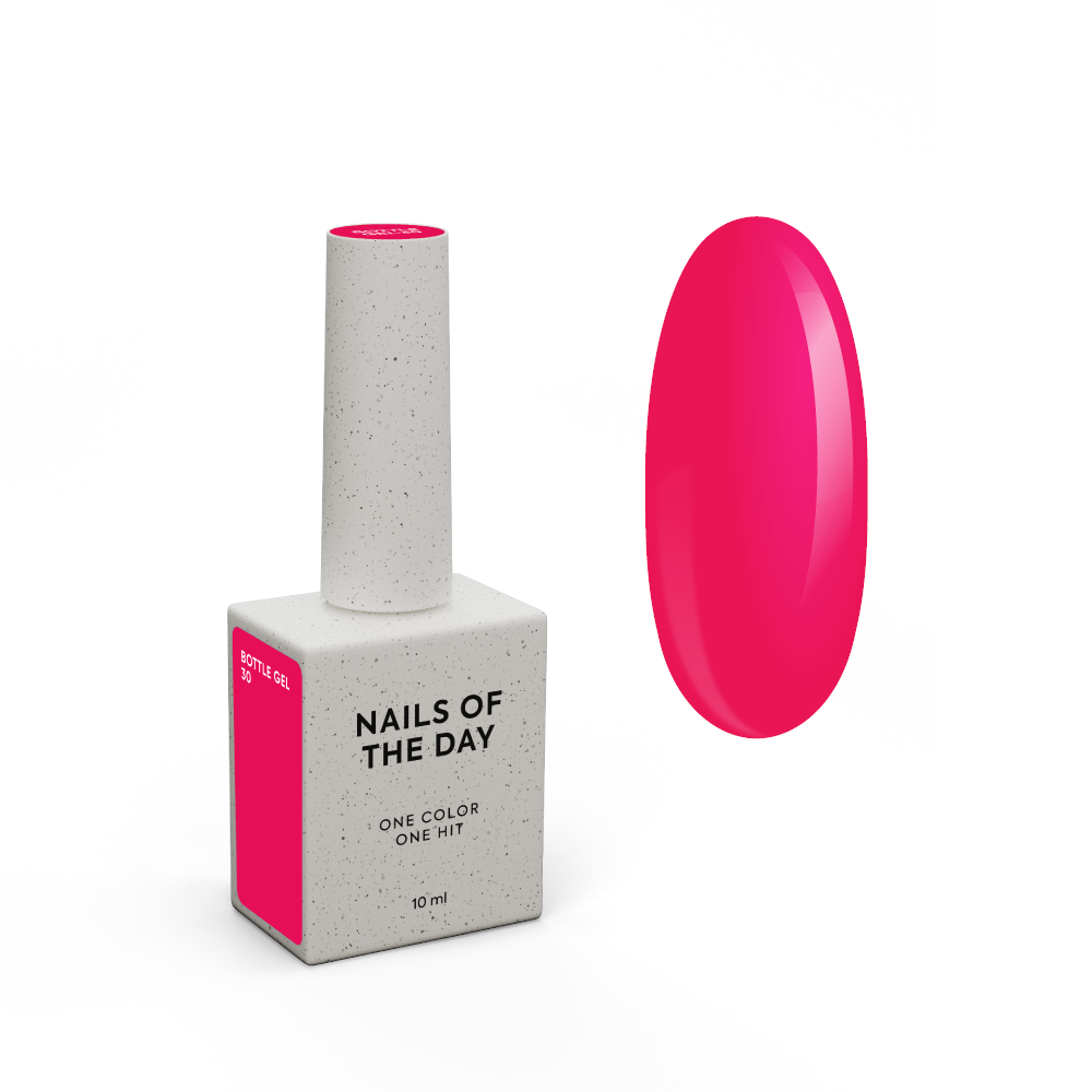 NAILSOFTHEDAY Bottle gel 30 – ultrastarker selbstnivellierender neon-himbeerfarbener Gel für Nagelverstärkung, 10 ml