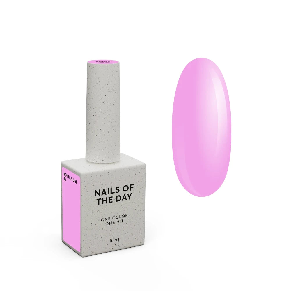 NAILSOFTHEDAY Bottle gel 34 – ultrastarker selbstnivellierender zartrosa Gel für Nagelverstärkung, 10 ml