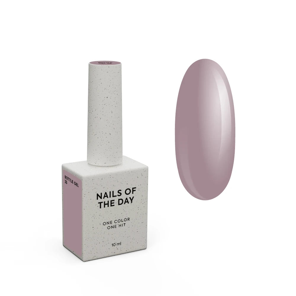 NAILSOFTHEDAY Bottle gel 35 – ultrastarker selbstnivellierender staub-lila Gel für Nagelverstärkung, 10 ml