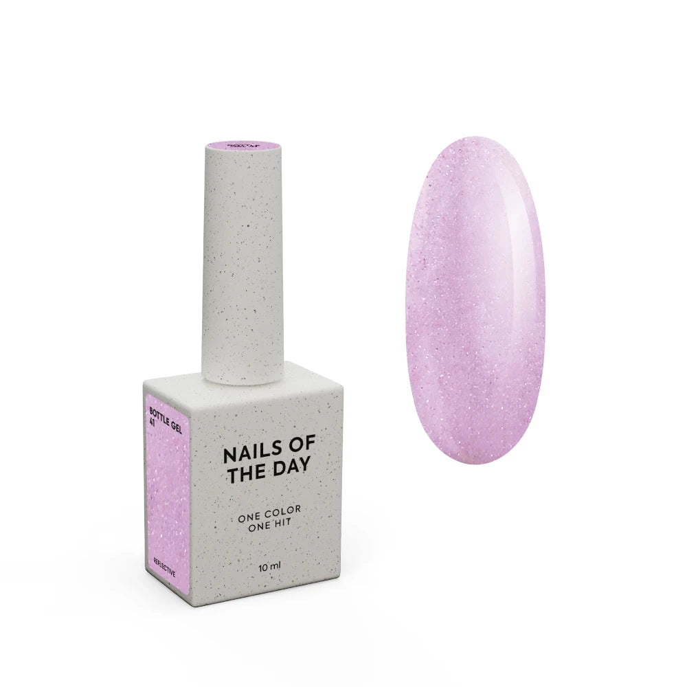 NAILSOFTHEDAY Bottle gel 41 – ultrastarker selbstnivellierender rosa-reflektierender Gel für Nagelverstärkung, 10 ml