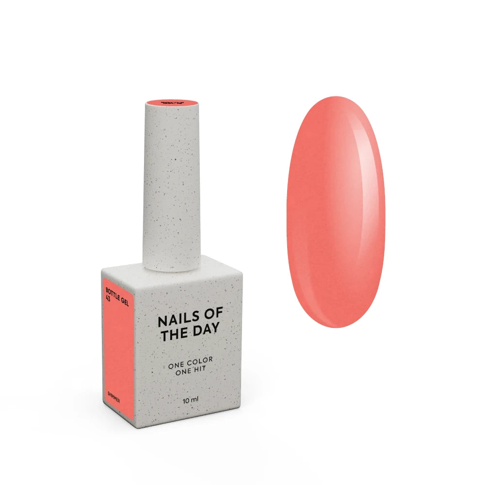 NAILSOFTHEDAY Bottle gel 43 – ultrastarker selbstnivellierender roter Gel mit Schimmer für Nagelverstärkung, 10 ml