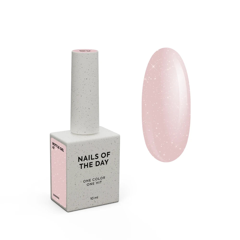 NAILSOFTHEDAY Bottle Gel 47 Shimmer 10 ml – milchrosa Liquid Builder Gel mit rosa Schimmer zur Nagelverstärkung