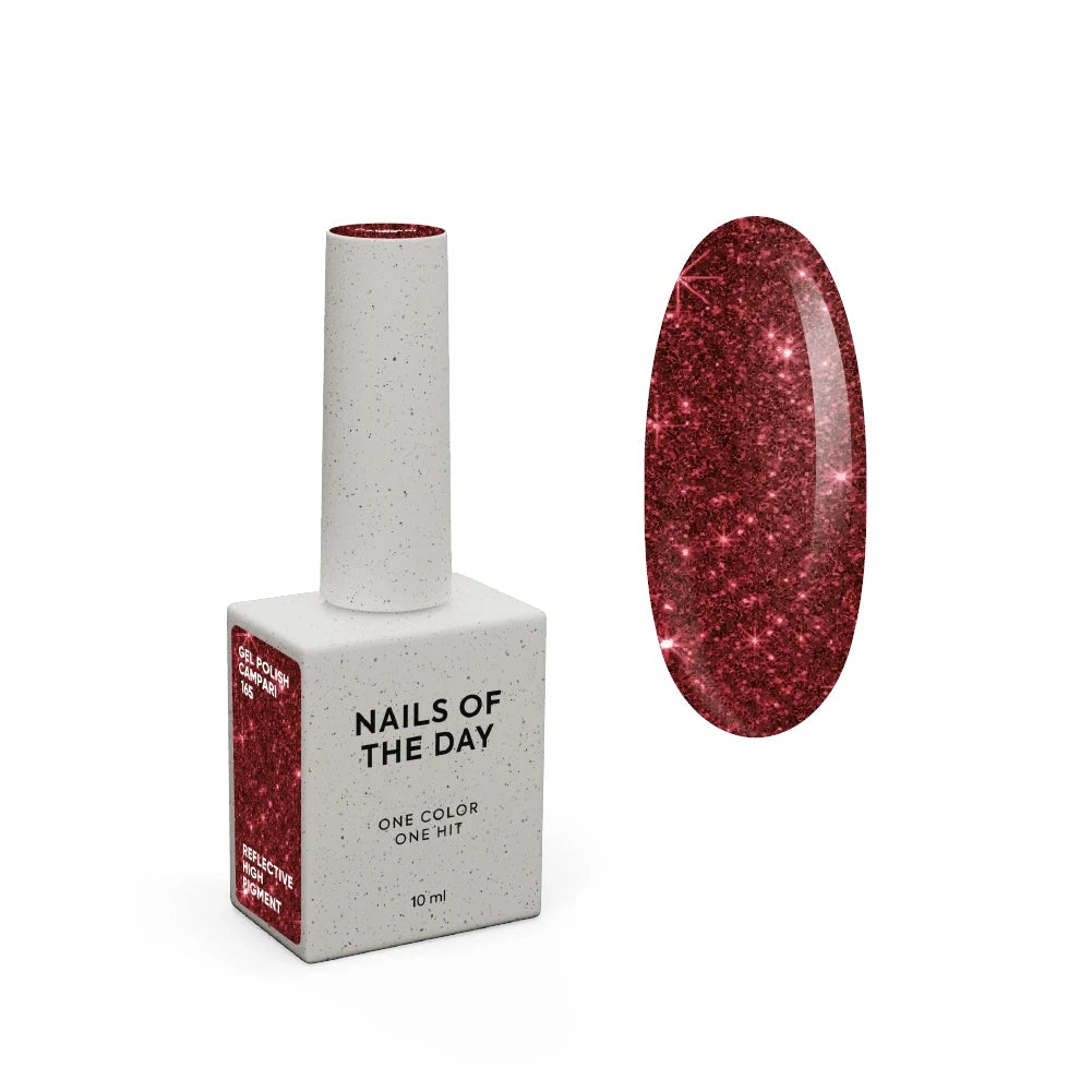 NAILSOFTHEDAY Gel Polish Campari 10 ml – Rot Lichtreflektierend Gellack für Nägel