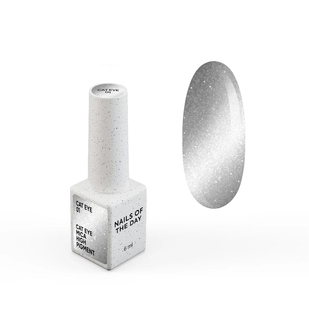 NAILSOFTHEDAY Gel Polish Cat Eye 01 – Silberner Cat-Eye Gel-Lack mit feiner Folie und leicht reflektierendem Effekt, hohe Pigmentierung, 6 ml