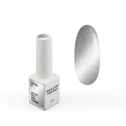 NAILSOFTHEDAY Gel Polish Cat Eye 01 – Silberner Cat-Eye Gel-Lack mit feiner Folie und leicht reflektierendem Effekt, hohe Pigmentierung, 6 ml