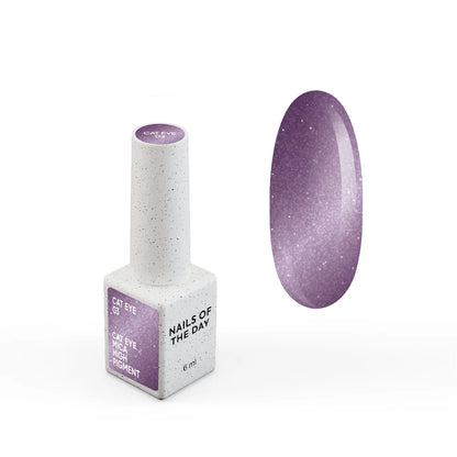 NAILSOFTHEDAY Gel Polish Cat Eye 03 – Fliederfarbener Cat-Eye Gel-Lack mit feiner Folie und leicht reflektierendem Effekt, edler Schimmer, 6 ml